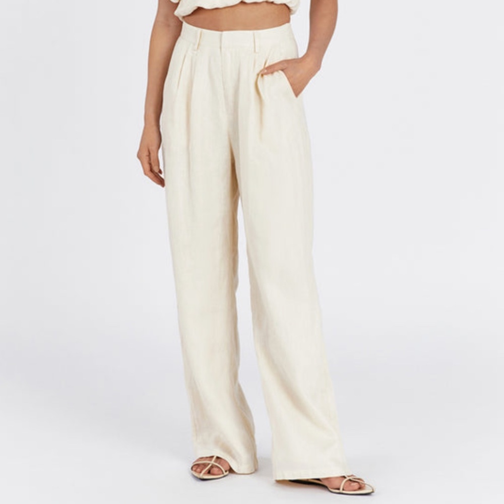NWT DISSH Norah Buttermilk Linen Pants Pleated Size 4